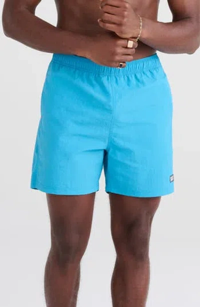 Saxx Oh Buoy 2n1 Volley Swim Shorts In Lake Blue