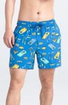 Saxx Oh Buoy 2n1 Volley Swim Shorts In Racer Blue In Animal Print