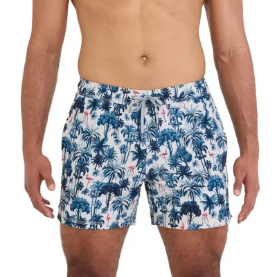 Saxx Oh Buoy 2n1 Volley Swim Trunks In Palm Mixed White Sand In Blue