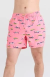 Saxx Oh Buoy Stripe 2-in-1 Hybrid Shorts In Trophy Catch- Flamingo