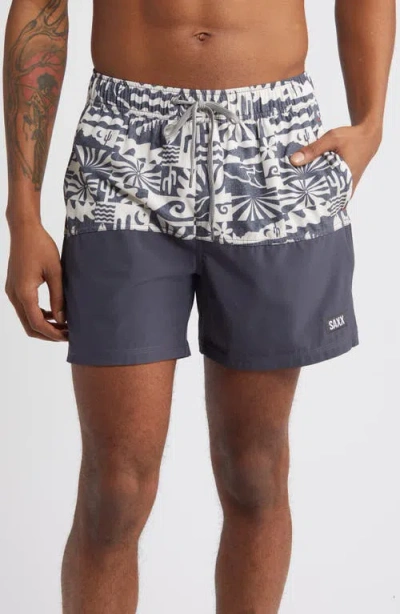 Saxx Oh Buoy Stripe 2-in-1 Hybrid Shorts In West Coast/ India Ink