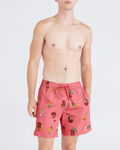 Saxx Oh Buoy Swim Trunks In Birds Of Paradise Coral In Multi