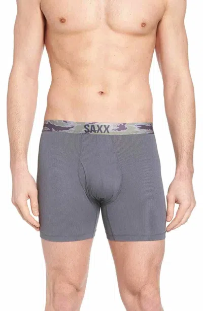 Saxx Quest Print Boxer Brief In Charcoal In Blue