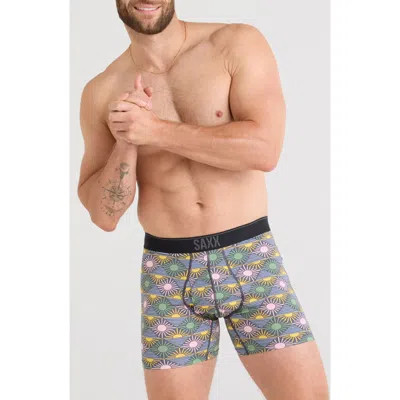 Saxx Quest Quick Dry Mesh Boxer Briefs In Rise And Shine-ebony