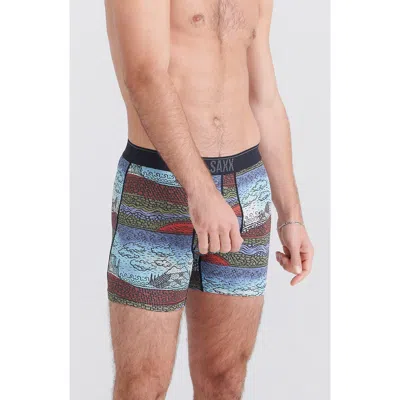 Saxx Quest Quick Dry Mesh Boxer Briefs In Winter Angler-blue