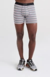 Saxx Quest Quick Dry Mesh Slim Fit Boxer Briefs In Field Stripe- Charcoal