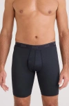 Saxx Quest Quick Dry Mesh Slim Fit Long Boxer Briefs In Black