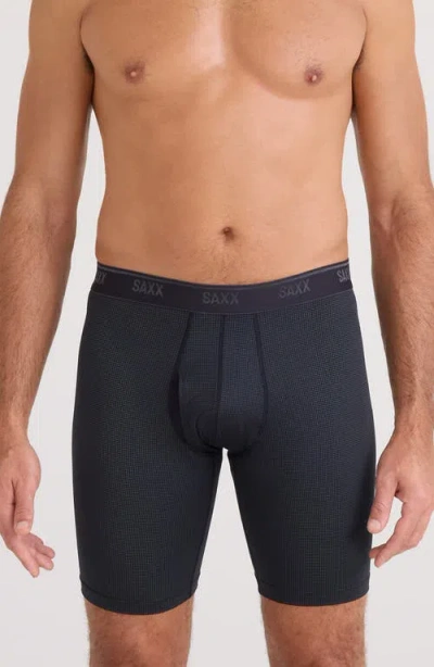 Saxx Quest Quick Dry Mesh Slim Fit Long Boxer Briefs In Black