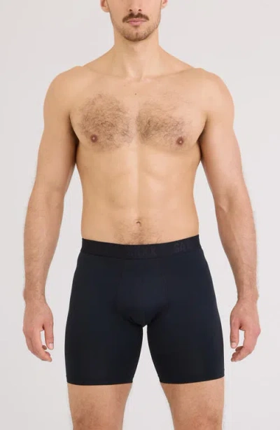 Saxx Smooth Flex Light Compression Long Boxer Briefs In Black