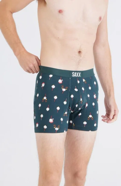 Saxx Ultra Super Soft 2-pack Relaxed Fit Boxer Briefs In Christmas Tee/black