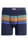 Saxx Men's Ultra Super Soft Relaxed-fit Moisture-wicking Stripe Boxer Briefs In League Stripe-navy