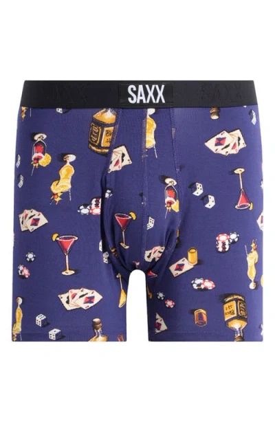 Saxx Ultra Super Soft Relaxed Fit Boxer Briefs In Vice Squad- Astro Blue