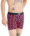 Saxx Ultra Underwear Men's Black Pink Heart Print Stretch Boxer Brief Buu754 In Pink
