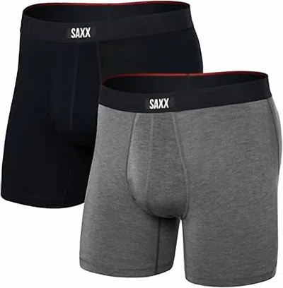 SAXX VIBE SUPER SOFT BOXER BRIEF TWO-PACK IN BLACK/GREY