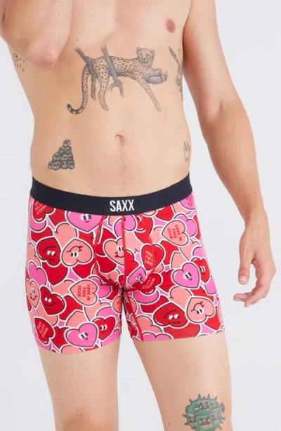 Saxx Vibe Super Soft Slim Fit Boxer Briefs In Whole Lotta Love-red