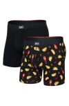 Saxx Vibe Xtra Assorted 2-pack Boxer Briefs In Flamin Hot/black