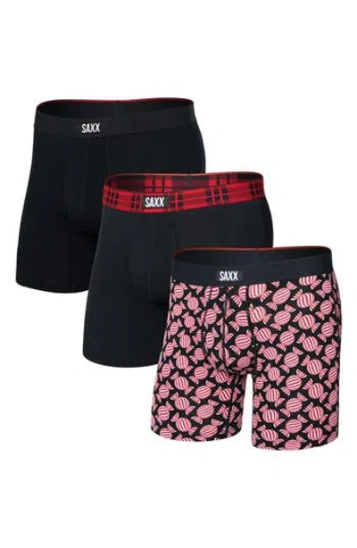 Saxx Vibe Xtra Boxer Briefs In Sweet Stp/chk Wb/blk