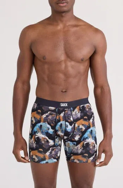 Saxx Vibe Xtra Soft Comfort Boxer Briefs In Beartastic-black