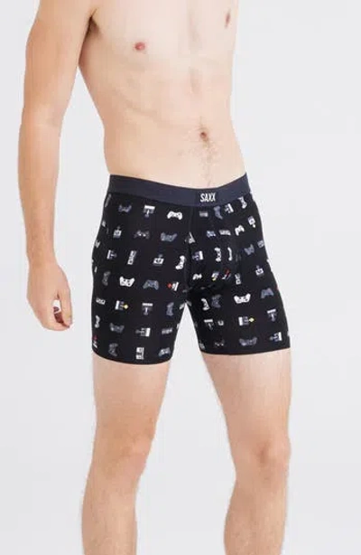 Saxx Vibe Xtra Soft Comfort Boxer Briefs In Gamer-black