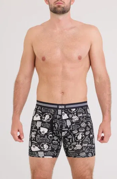Saxx Vibe Xtra Soft Comfort Boxer Briefs In Hail The Holiday-blk