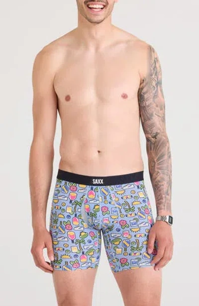 Saxx Vibe Xtra Soft Comfort Boxer Briefs In Pickleball Paradise-blue