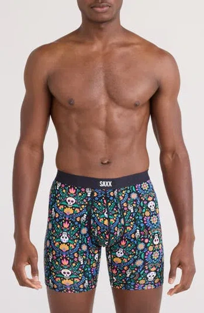 Saxx Vibe Xtra Soft Comfort Boxer Briefs In Skull Garden-multi