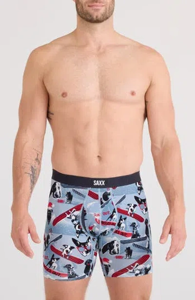 Saxx Vibe Xtra Soft Comfort Boxer Briefs In Wnter Dogs Of Sx-blu