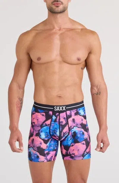 Saxx Volt Breathable Sim Fit Mesh Boxer Briefs In Beartastic-multi