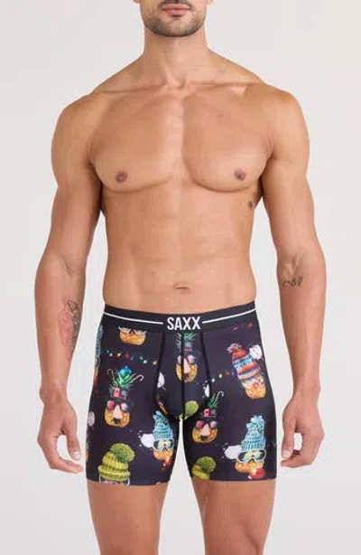 Saxx Volt Breathable Sim Fit Mesh Boxer Briefs In Dck T Pineapples-blk