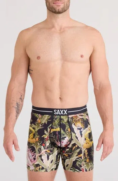 Saxx Volt Breathable Sim Fit Mesh Boxer Briefs In Jungle Juice-black