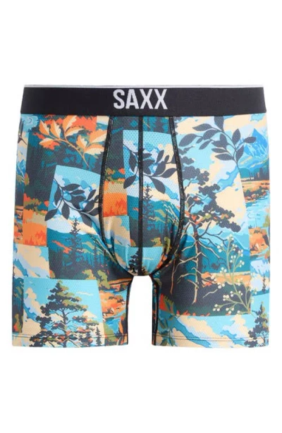 Saxx Volt Breathable Sim Fit Mesh Boxer Briefs In Painted Landscape-multi