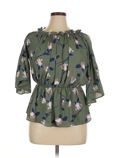 Pre-owned Say What 3/4 Sleeve Blouse In Green