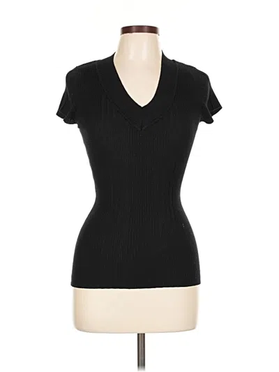 Pre-owned Say What Short Sleeve Top Black V Neck Tops