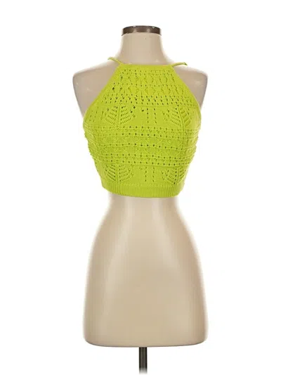 Pre-owned Say What Tank Top Green Halter Neckline Tops