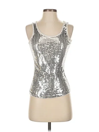 Pre-owned Say What Tank Top Silver Strapless Neckline Tops