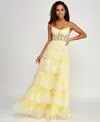 Say Yes Juniors' Embellished Ruffled Sleeveless Ball Gown, Created For Macy's In Light Yellow