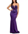 Say Yes Juniors' Rhinestone-embellished Satin Gown, Created For Macy's In Deep Purple
