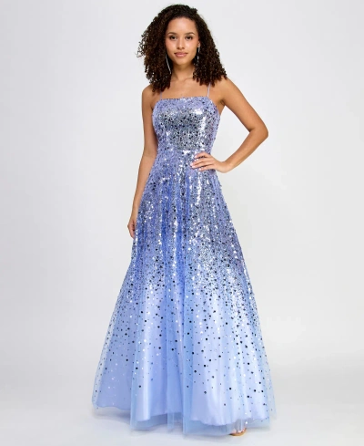 Say Yes Juniors' Sequin Embellished Sleeveless Gown, Created For Macy's In Periwinkle