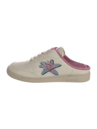 Pre-owned Saye Leather Graphic Print Sneakers In Neutrals