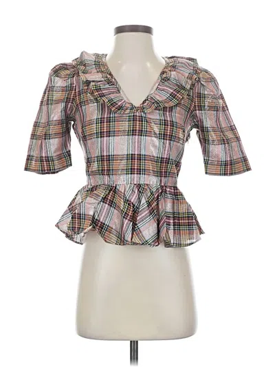 Pre-owned Saylor 3/4 Sleeve Blouse In Brown