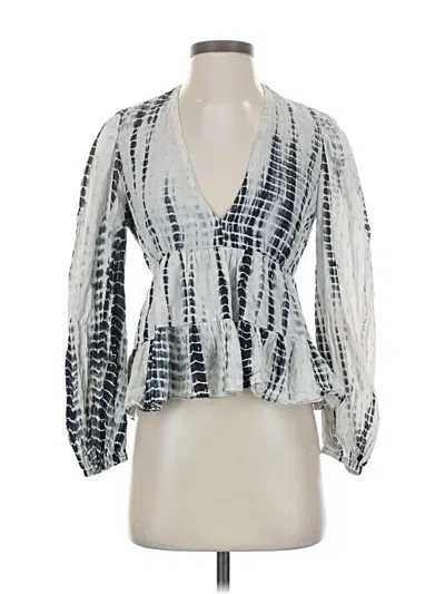 Pre-owned Saylor 3/4 Sleeve Blouse In Silver