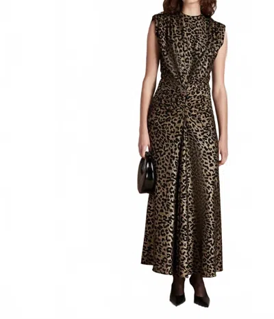 Saylor Al Leopard Dress In Black/gold In Animal Print