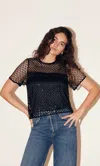 Saylor Alix Mesh Top In Black In Black