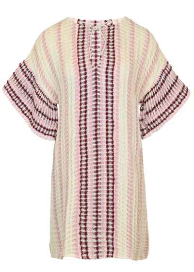 Saylor Allirra Waffle Stripe Mini Dress In Multi