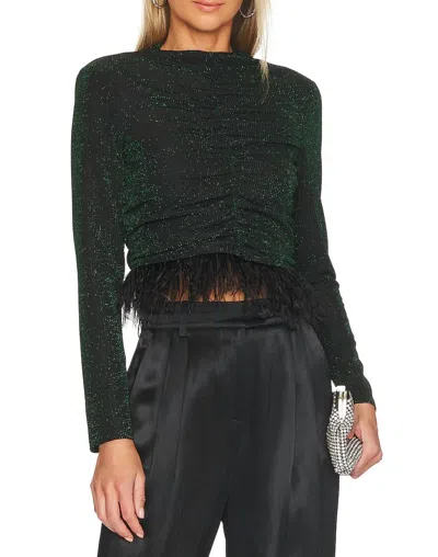 Saylor Amiri Top In Black/emerald In Animal Print