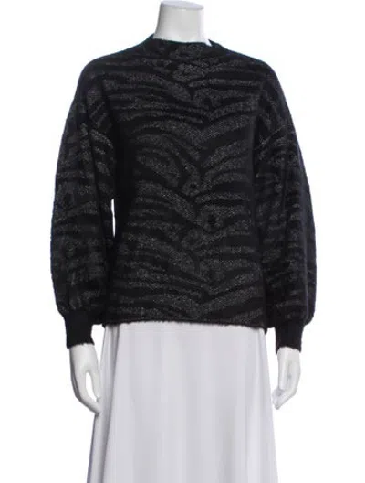 Pre-owned Saylor Animal Print Crew Neck Sweater In Black