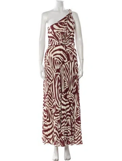 Pre-owned Saylor Animal Print Long Dress In Brown