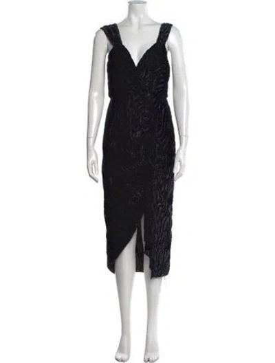 Pre-owned Saylor Animal Print Midi Length Dress In Black