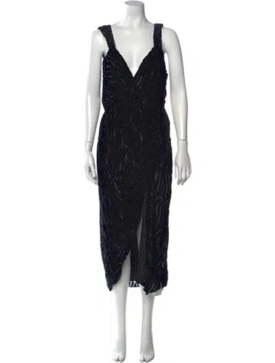 Pre-owned Saylor Animal Print Midi Length Dress In Black