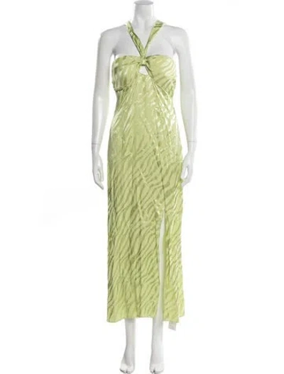 Pre-owned Saylor Animal Print Midi Length Dress In Green
